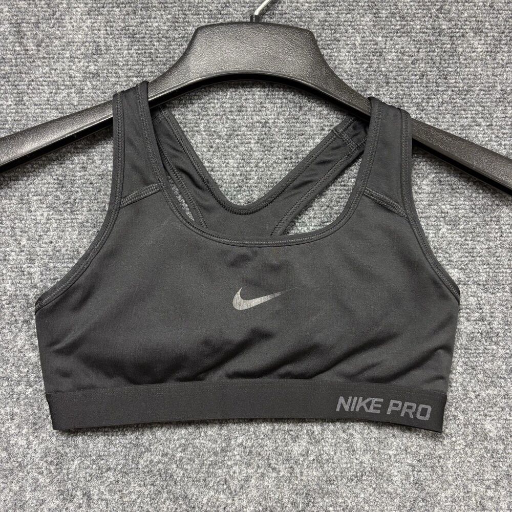 Nike Pro Women’s Padded Sports Bra Small Black Dri-Fit Compression Racerback Gym
